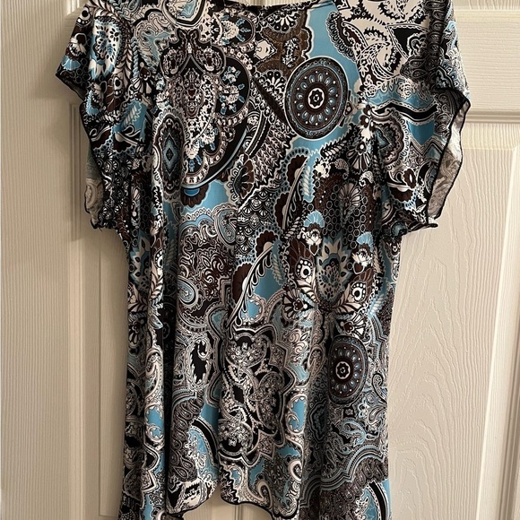 BRITTANY BLACK~BLOUSE~PAISLEY BLUE~XL - Picture 6 of 7